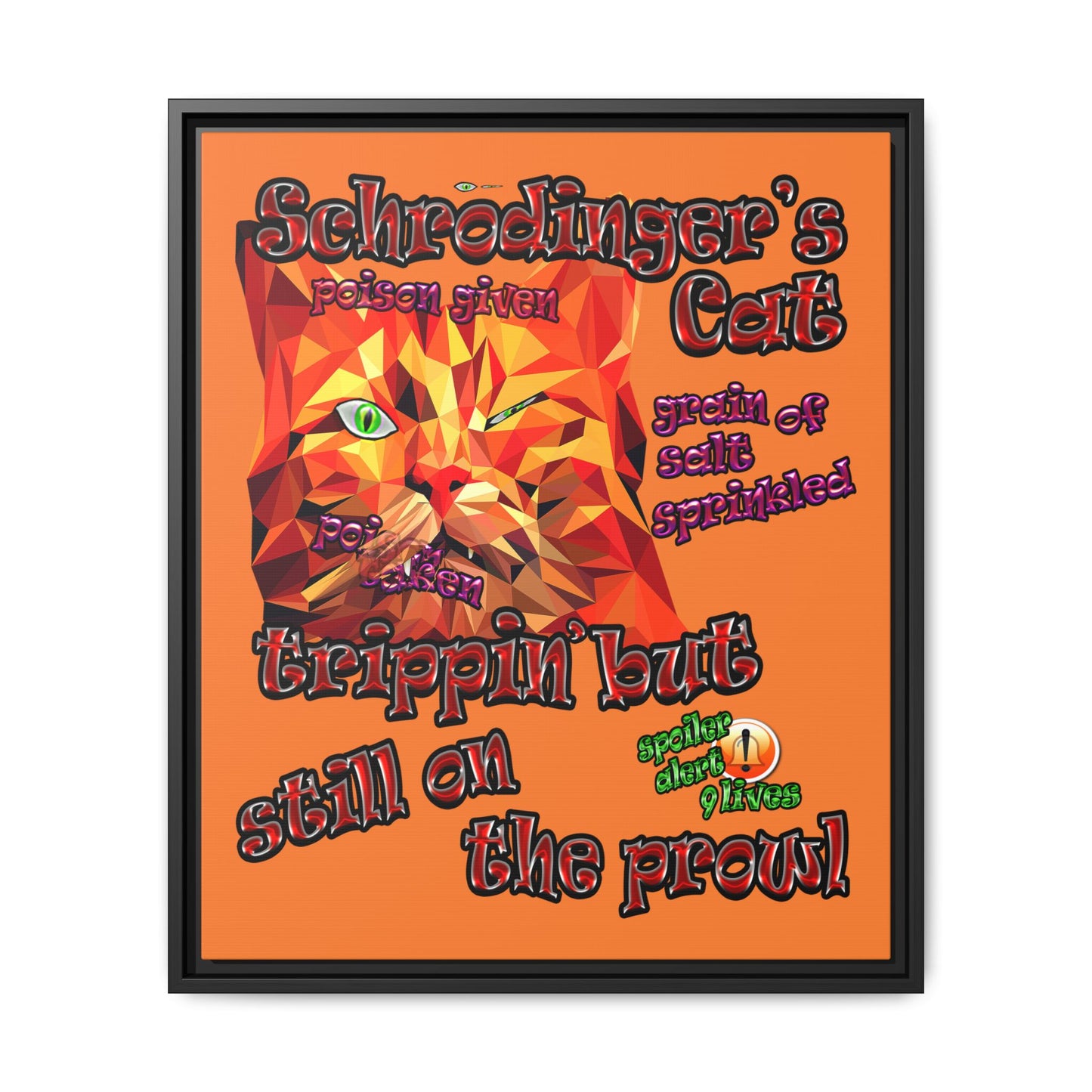 schrodinger's cat - framed canvas art (crusta)