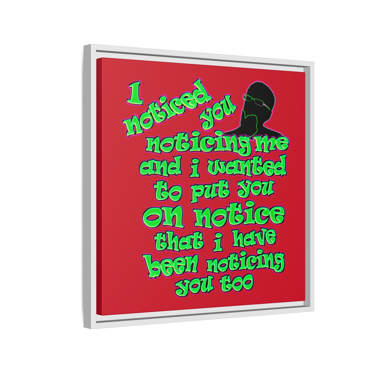 noticed you noticing - framed canvas art (dark red)