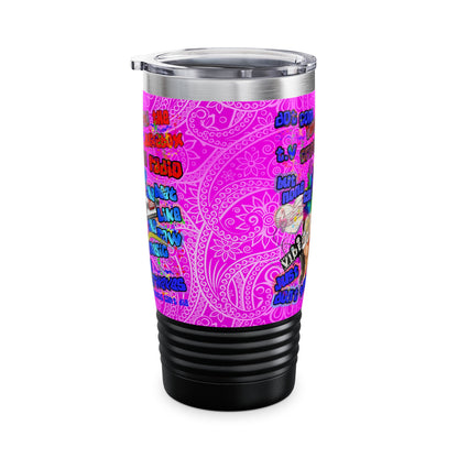 drop the beat - Ringneck Tumbler, 20oz  (pink swirl)