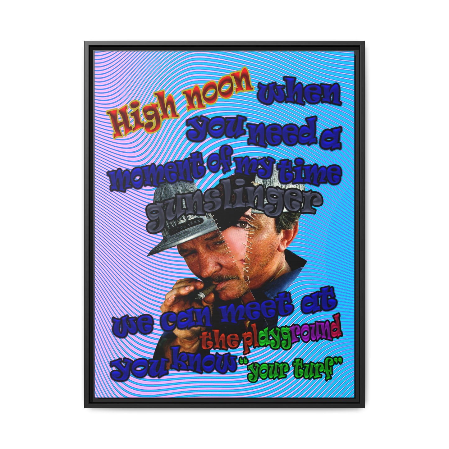 high noon - framed canvas art (light blue-purple wave)