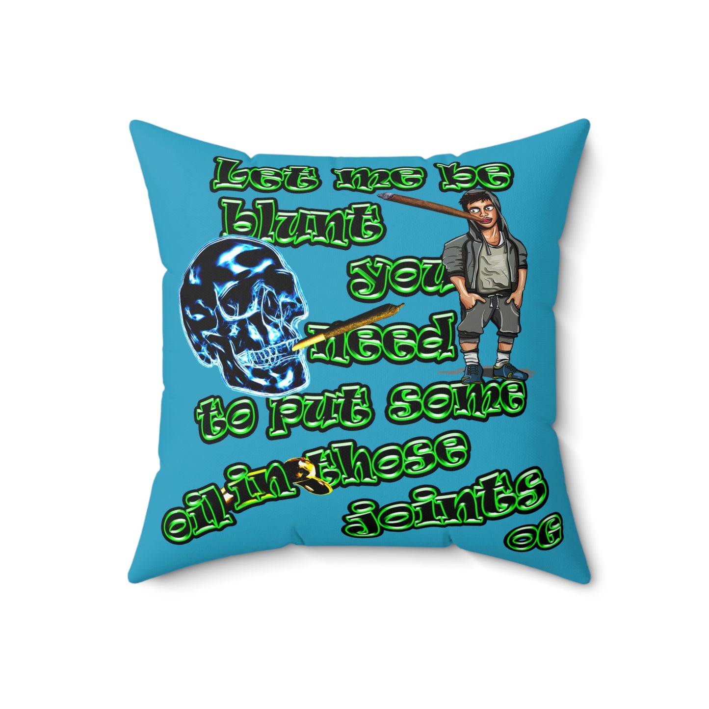 og - Spun Polyester Square Pillow - (turquoise)
