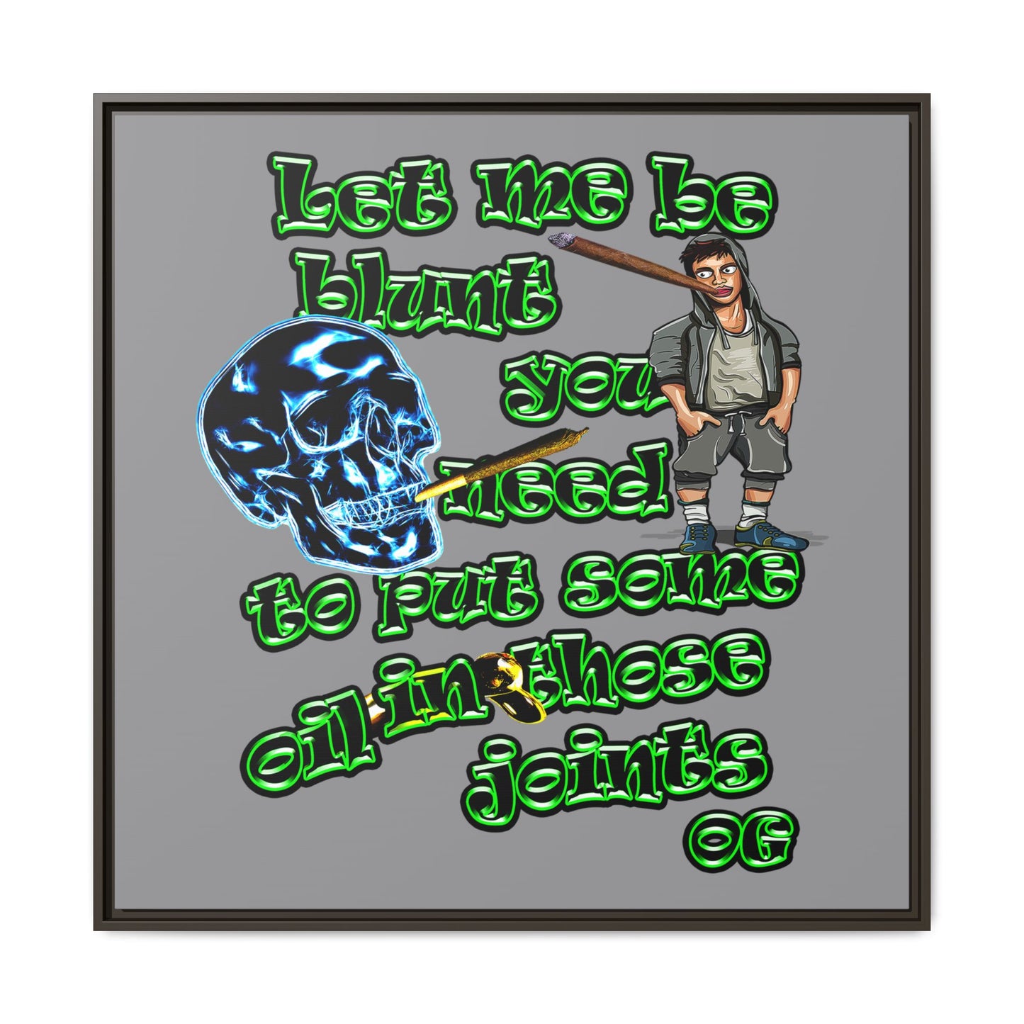og - framed canvas art (grey)