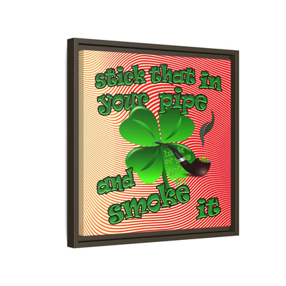 stick that in your pipe and smoke it - framed canvas art (yellow-orange wave)