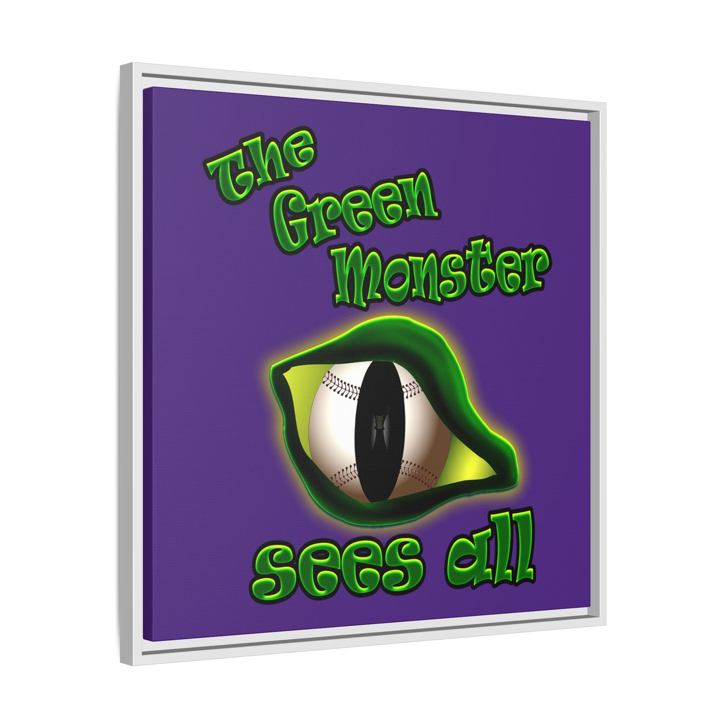 green monster - framed canvas art (purple)