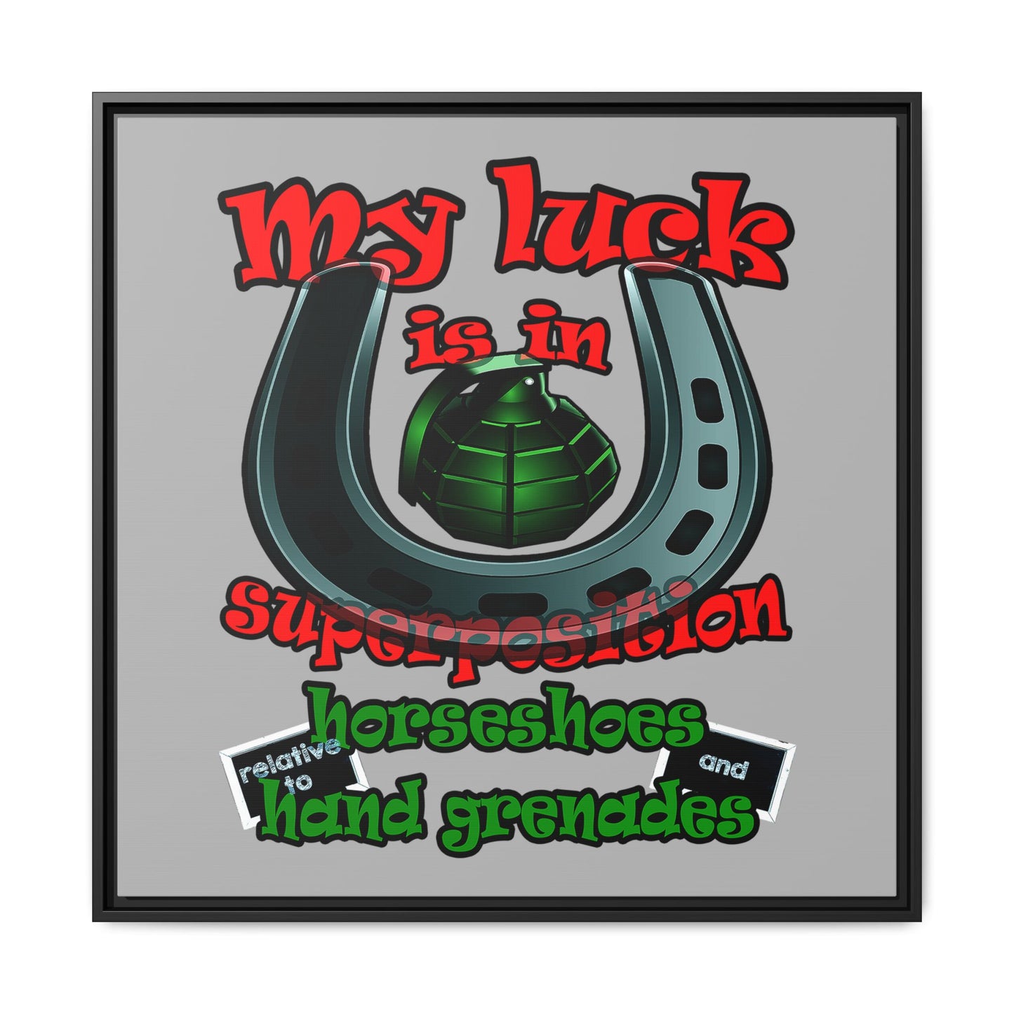 my luck - framed canvas art (light grey)