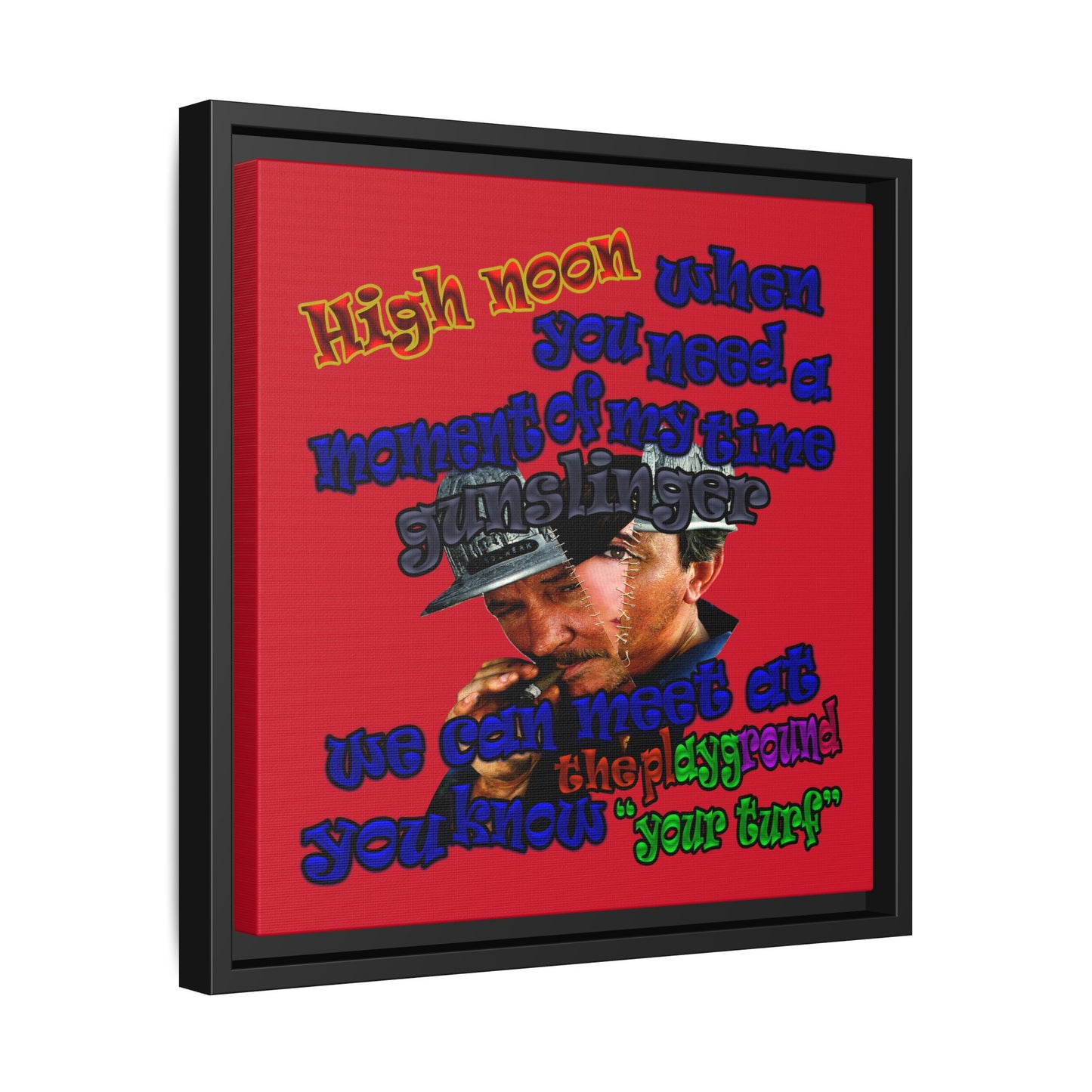 high noon - framed canvas art (dark red)