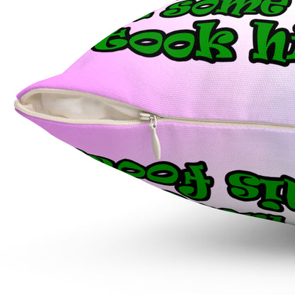 turtle race - Spun Polyester Square Pillow - (light blue-pink wave)
