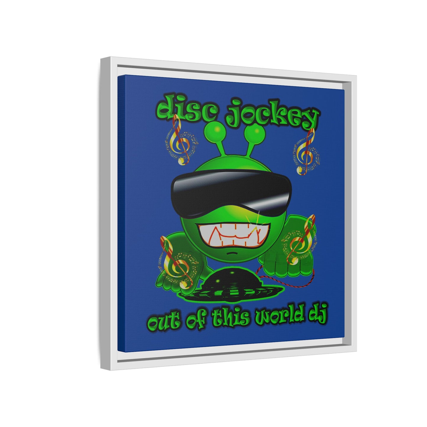 disc jockey - framed canvas art (dark blue)