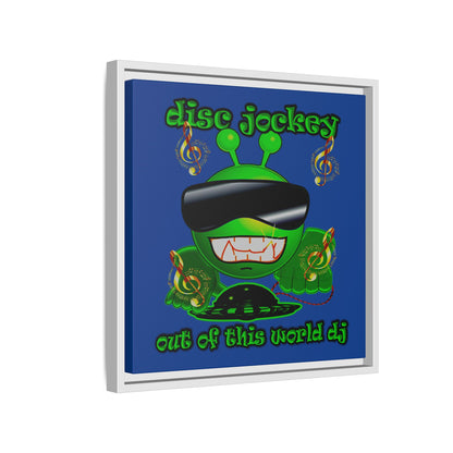 disc jockey - framed canvas art (dark blue)