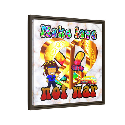 love peace - framed canvas art (white marble)