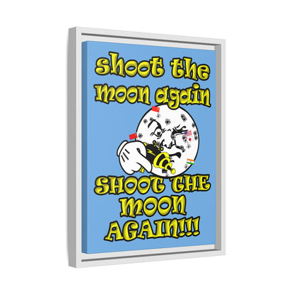 shoot the moon again - framed canvas art (light blue)