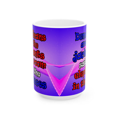 donkeys and elephants - White Mug (purple-pink wave)
