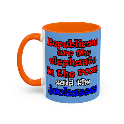 donkeys and elephants - Accent Mug (light blue)