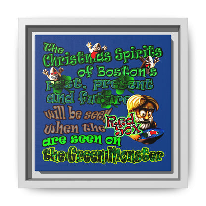 christmas spirits of boston - framed canvas art (dark blue)