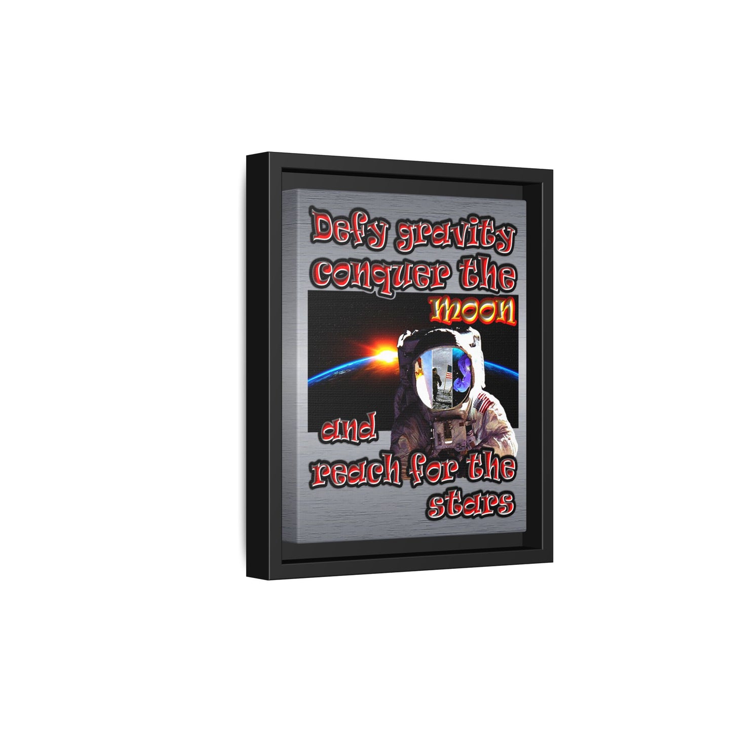 defy conquer reach - framed canvas art (brushed nickel)