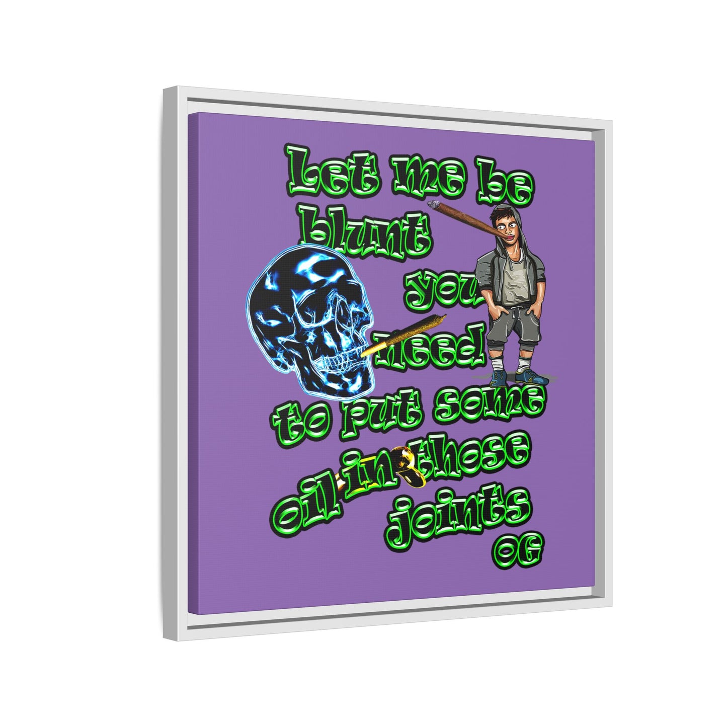og - framed canvas art (light purple)