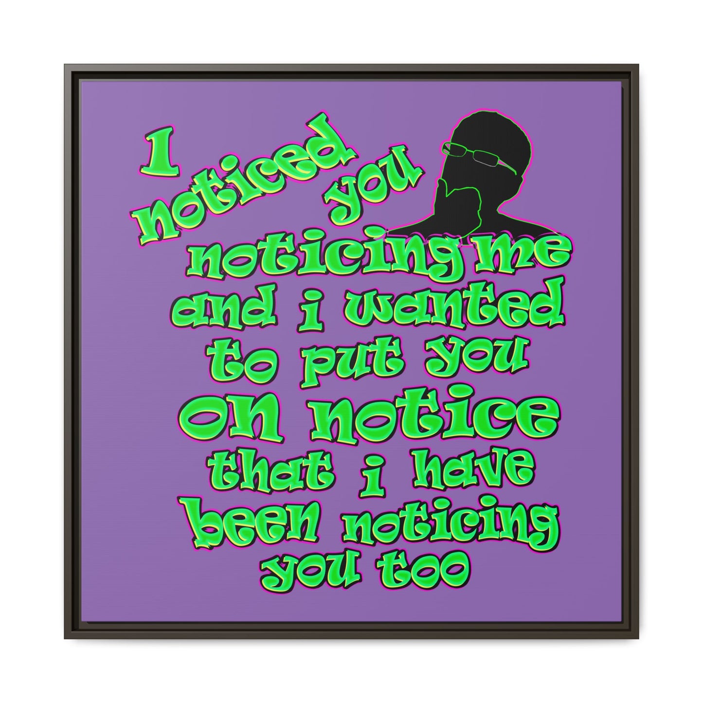 noticed you noticing - framed canvas art (light purple)
