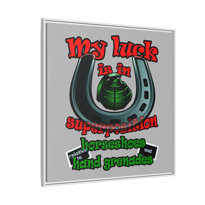 my luck - framed canvas art (light grey)