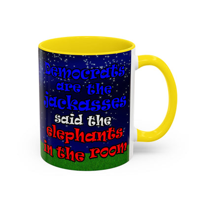 donkeys and elephants - Accent Mug ('snoops' background)