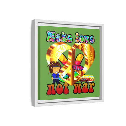 love peace - framed canvas art (green)