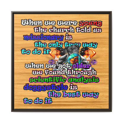 doggystyle - framed canvas art (butterscotch wood finish)