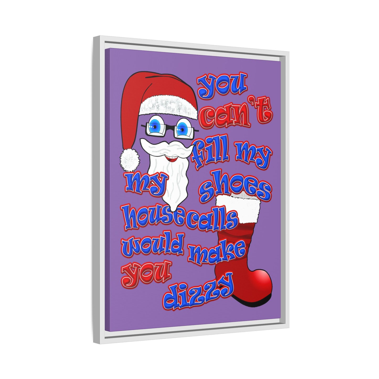 santa's shoes - framed canvas art (light purple)