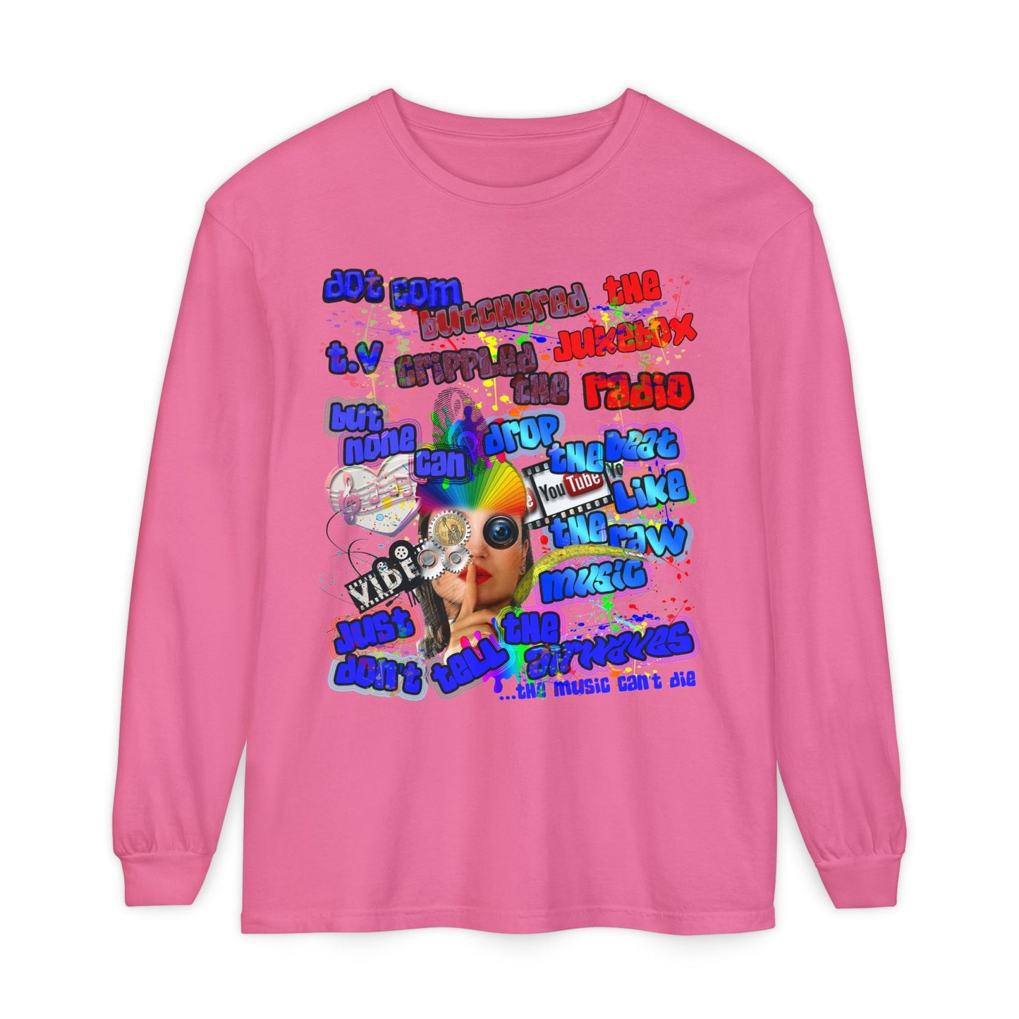drop the beat - Unisex Garment-dyed Long Sleeve T-Shirt