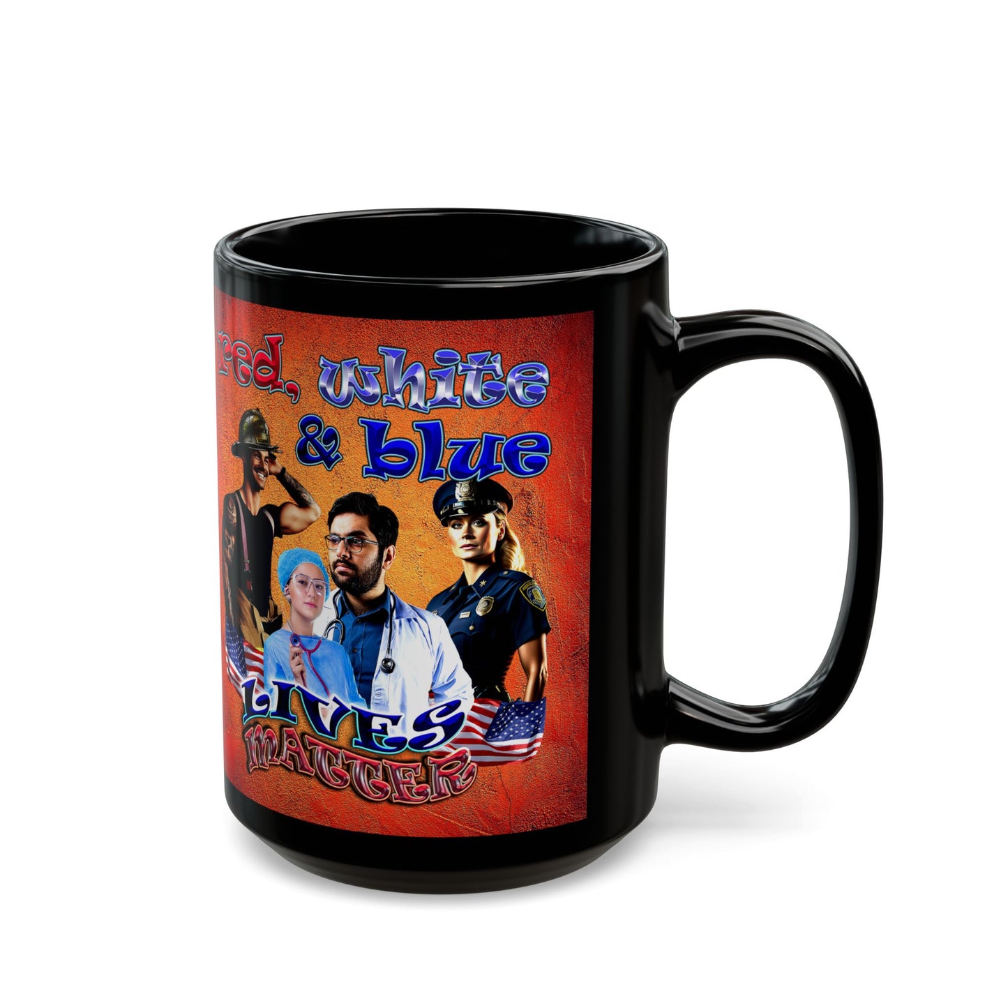 rw&b lives matter - Black Mug (burnt orange)