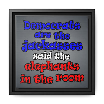 donkeys and elephants - framed canvas art (grey-light grey)