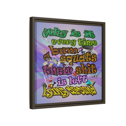 the bum's shit - framed canvas art (light blue-pink wave)
