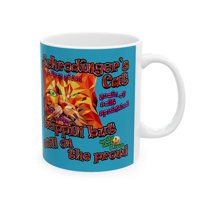 schrodinger's cat - White Mug (turquoise)