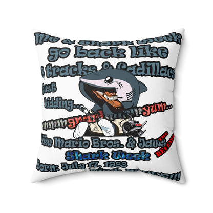 shark week - Faux Suede Square Pillow - (white)