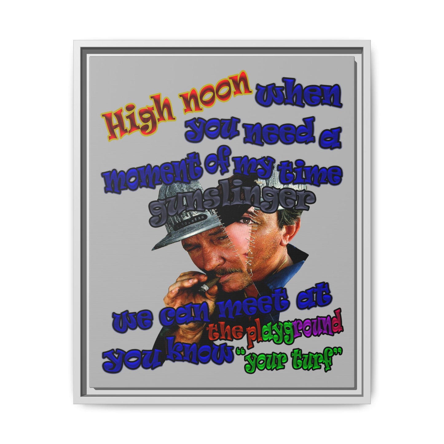 high noon - framed canvas art (light grey)