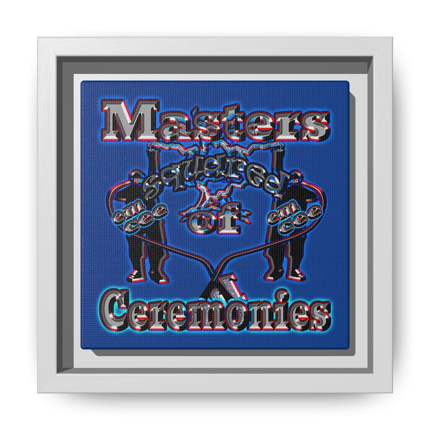 em cee squared - framed canvas art (dark blue)
