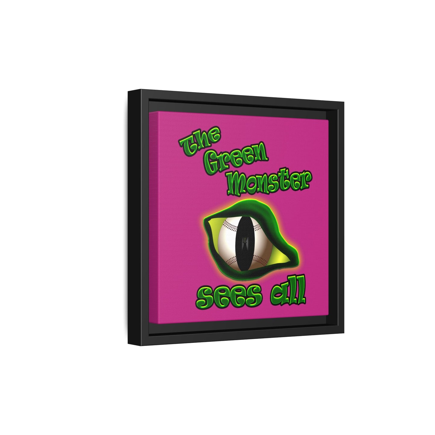 green monster - framed canvas art (pink)