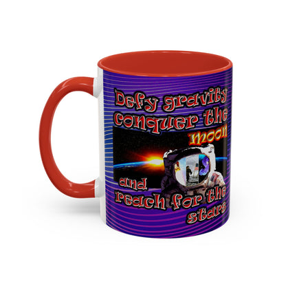 defy conquer reach - Accent Mug (purple wave)