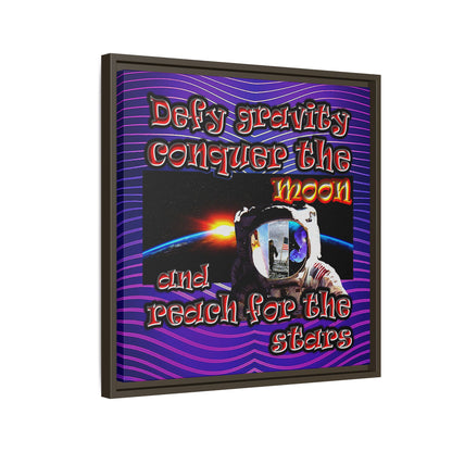 defy conquer reach - framed canvas art (purple wave)