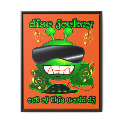 disc jockey - framed canvas art (orange)