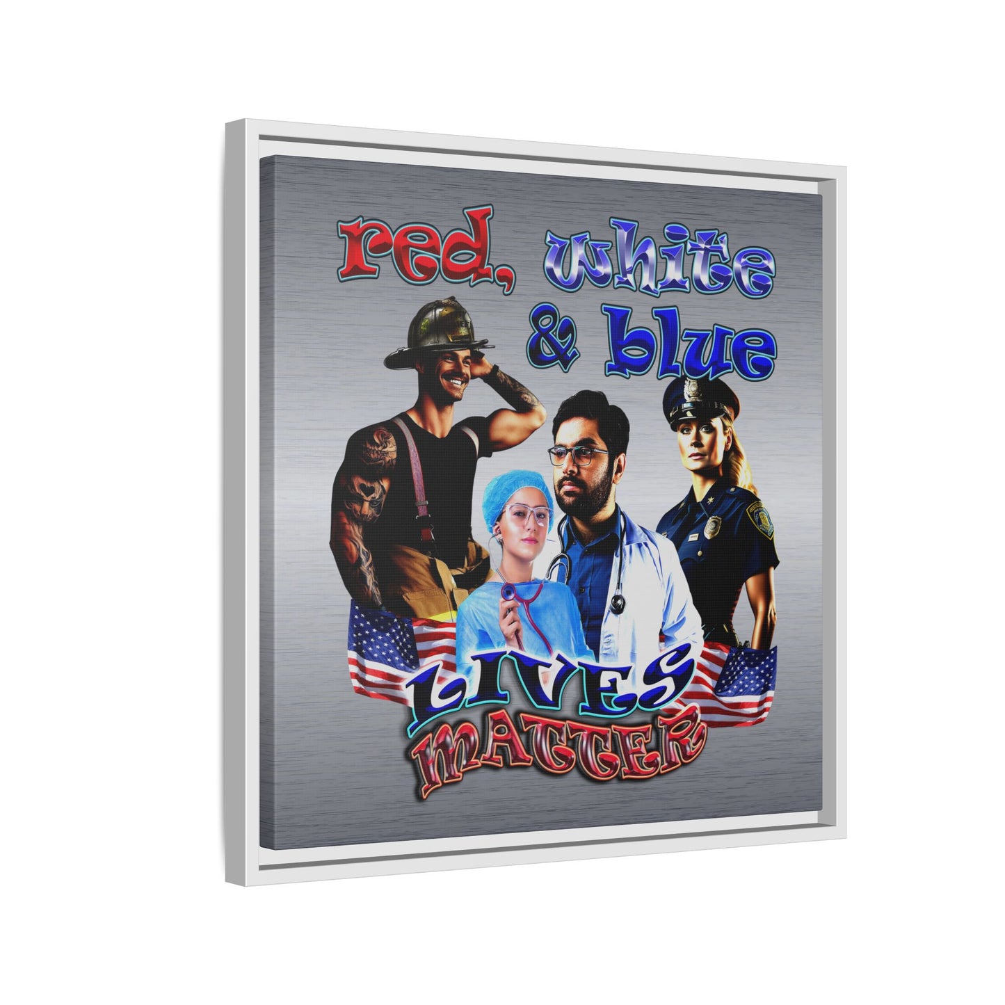 rw&b lives matter - framed canvas art (brushed nickel)