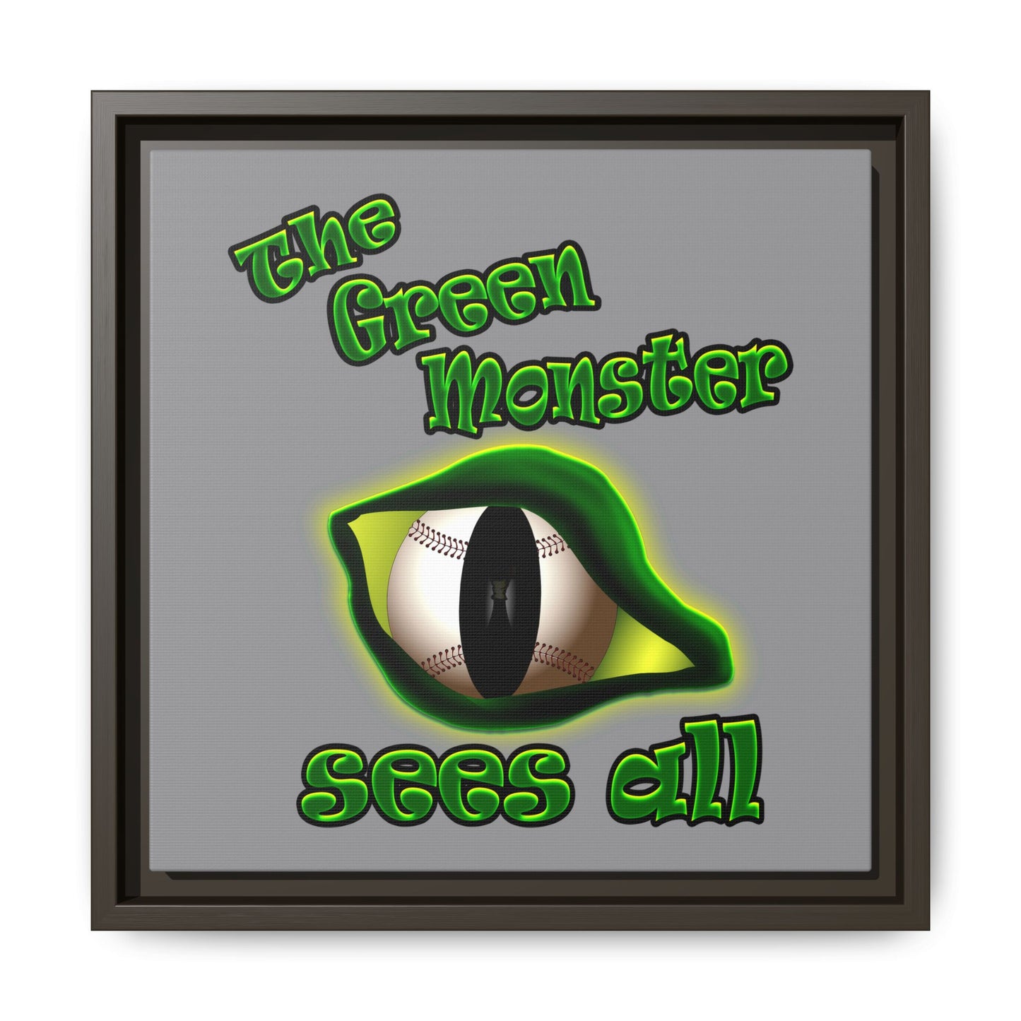 green monster - framed canvas art (grey)