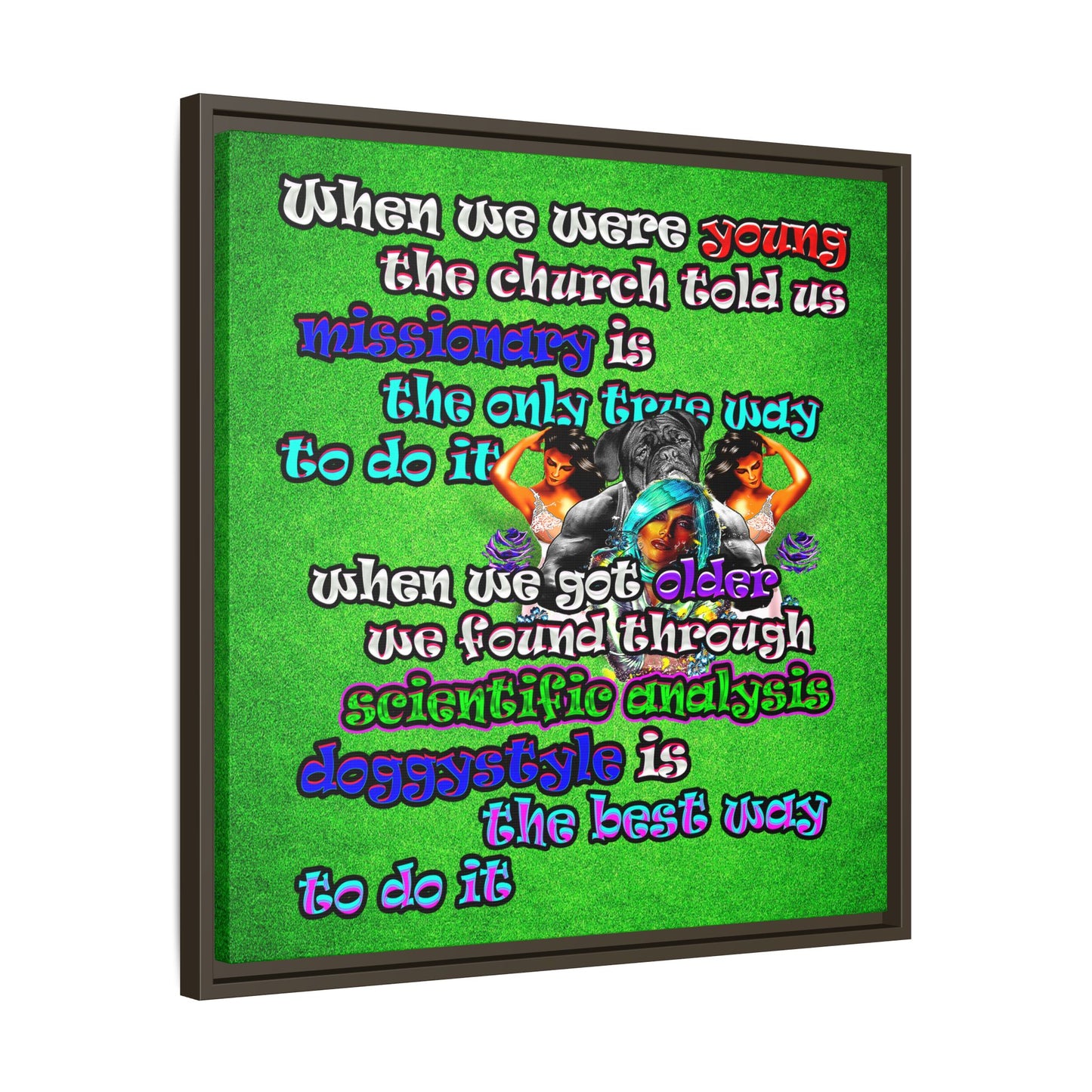 doggystyle - framed canvas art (green turf)
