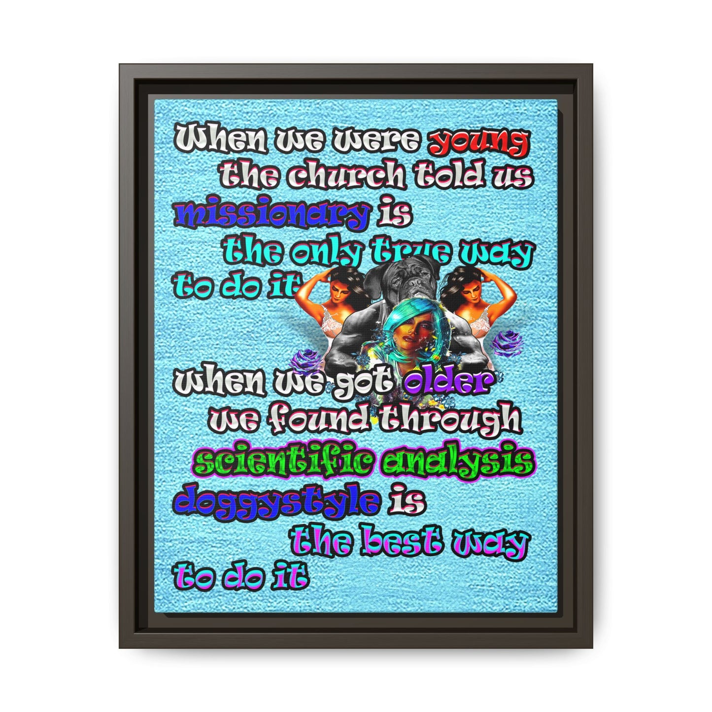 doggystyle - framed canvas art (faded blue)