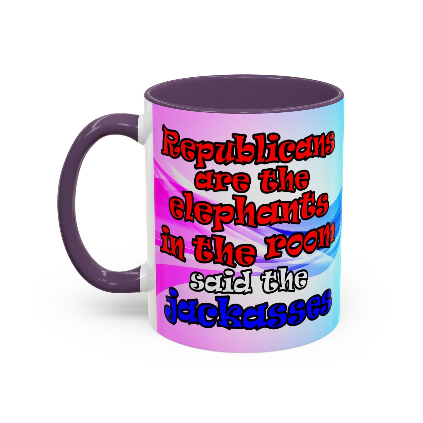 donkeys and elephants - Accent Mug (light blue-pink wave)
