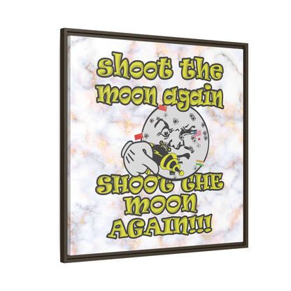 shoot the moon again - framed canvas art (white marble)