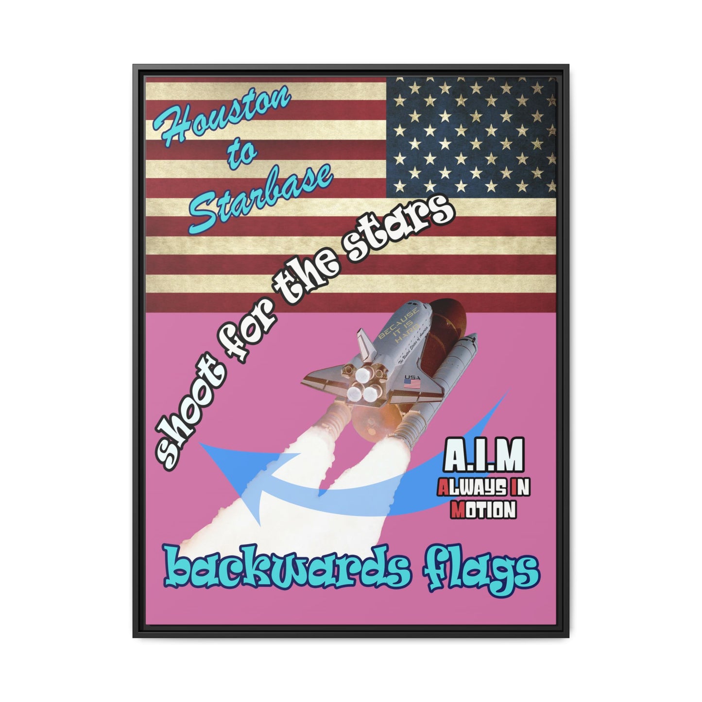shoot for the stars - framed canvas art (light pink)