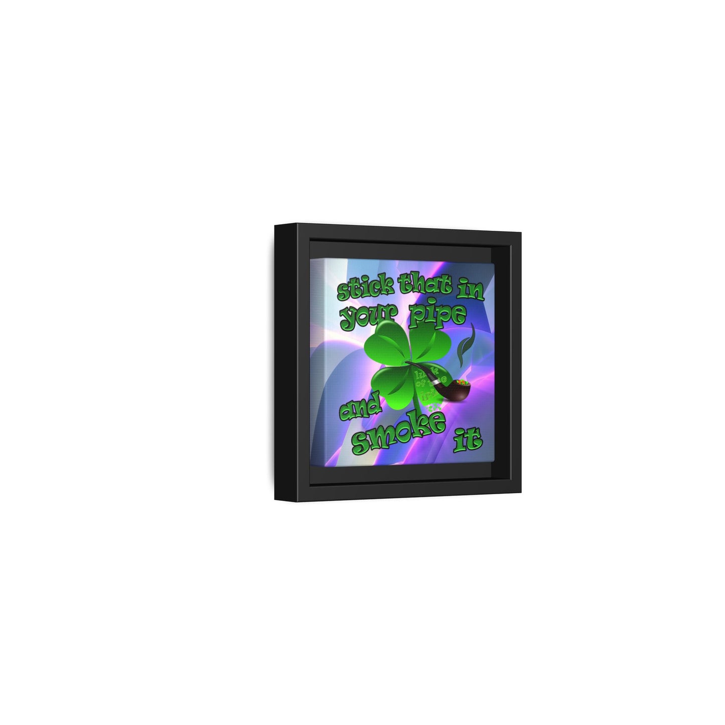 stick that in your pipe and smoke it - framed canvas art (grey-pink wave)