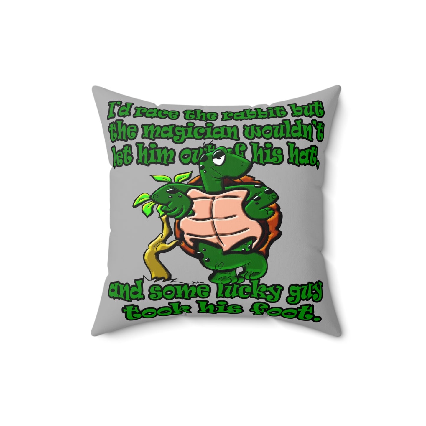 turtle race - Spun Polyester Square Pillow - (light grey)
