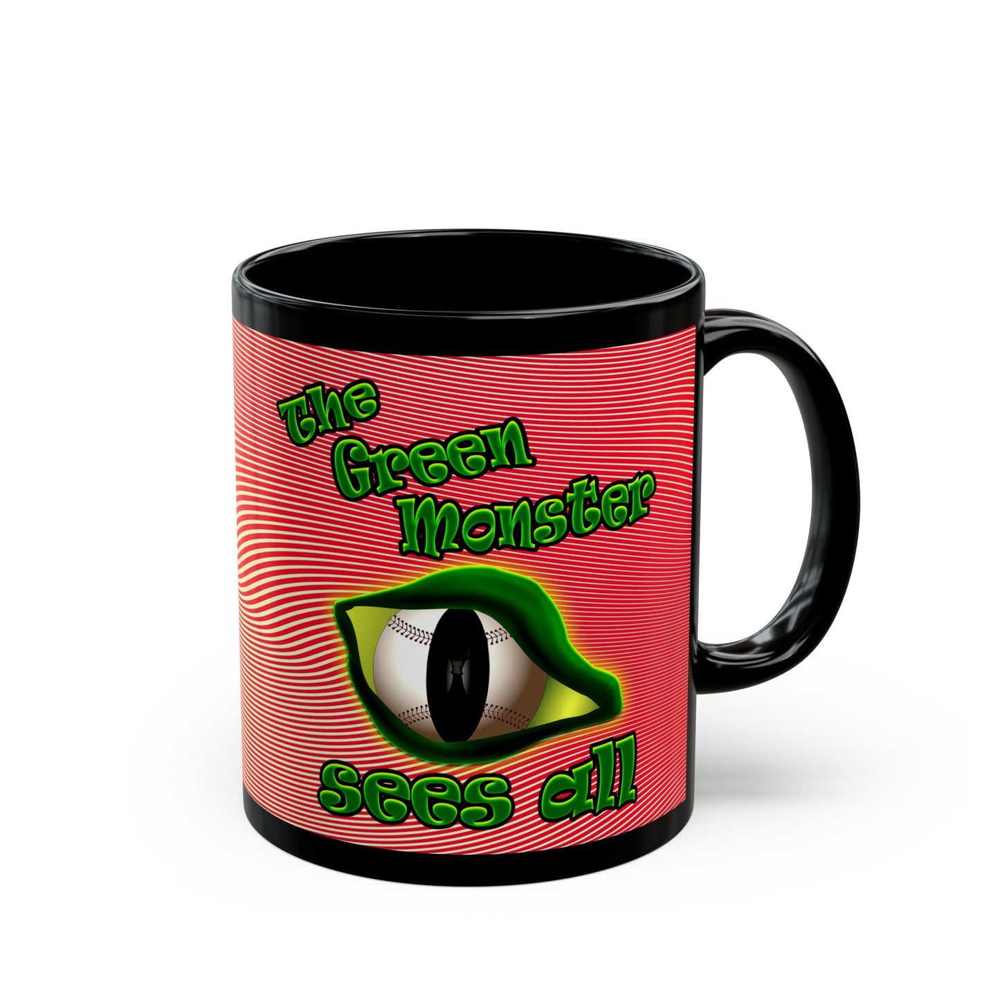 green monster - Black Mug (yellow-orange wave)