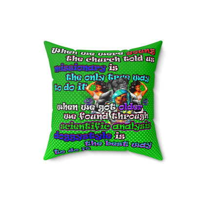 doggystyle - Spun Polyester Square Pillow - (logo green)