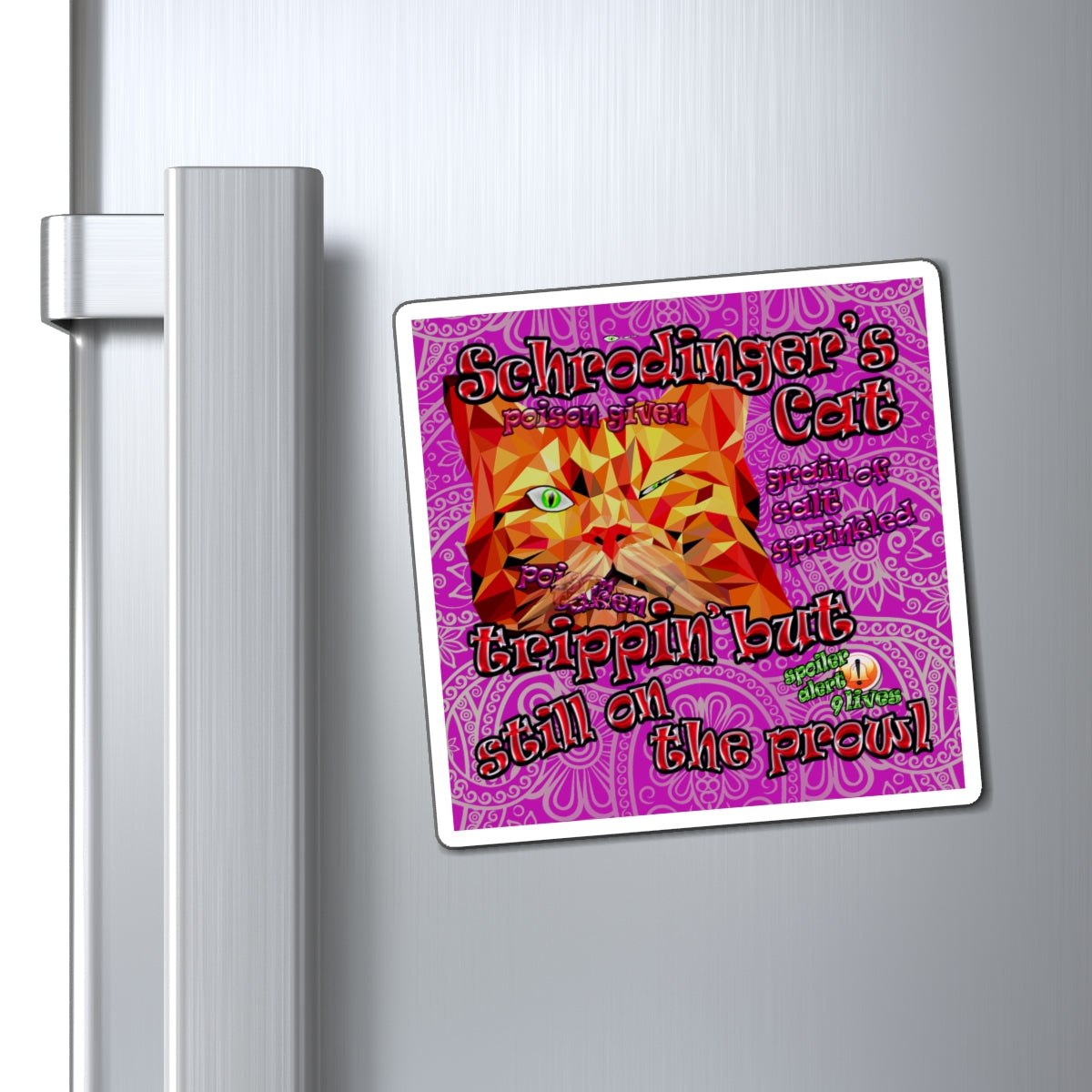 schrodinger's cat - Magnets - (pink swirl)